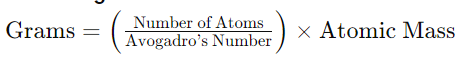 Formula Used in the Atoms to Grams Calculator Converter