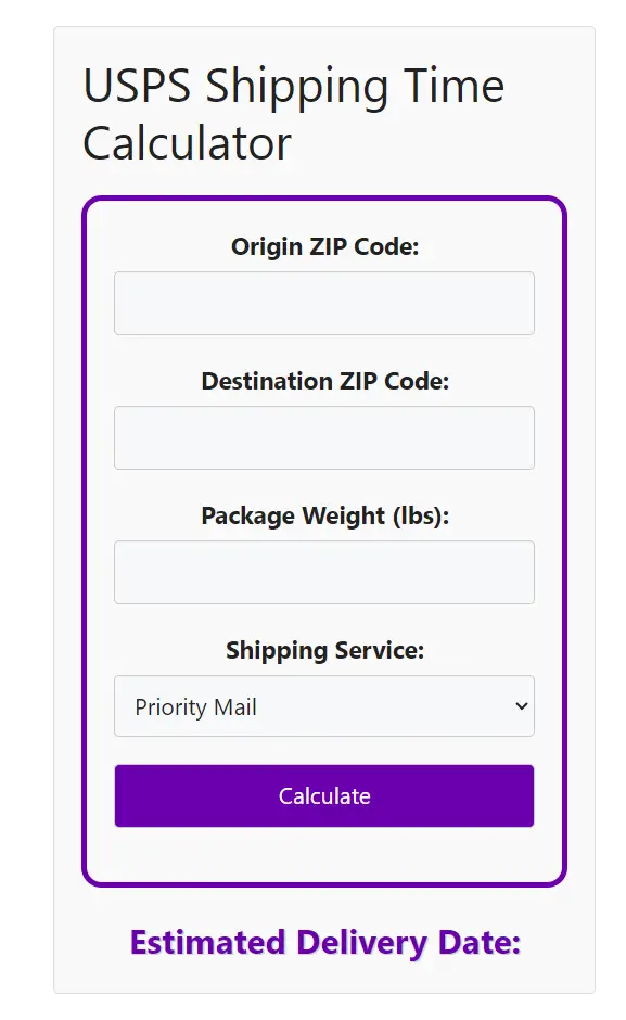 USPS Shipping Time Calculator | Mail and Shipping Calculator Image
