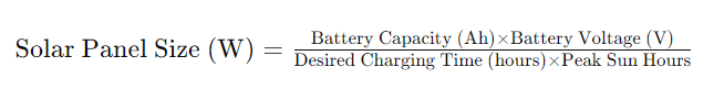 General Formula for Calculating Required Solar Panel Size