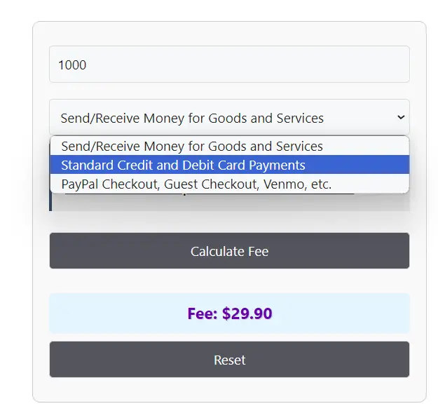PayPal Fee Calculator Image Simulation