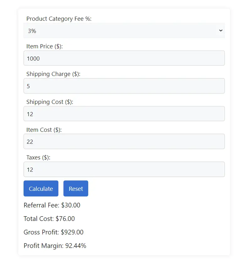 Step by Step Guide on How to use Walmart Fee Calculator 