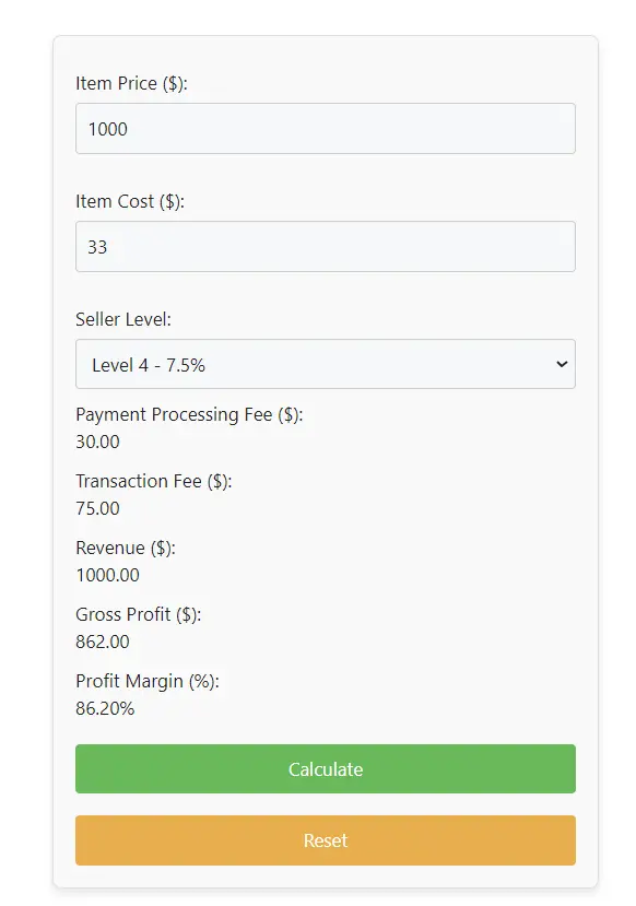 StockX Fee Calculator Image