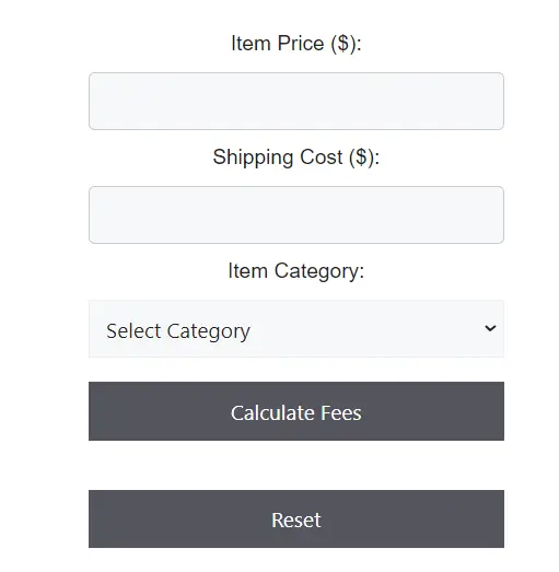 eBay Fee Calculator example image