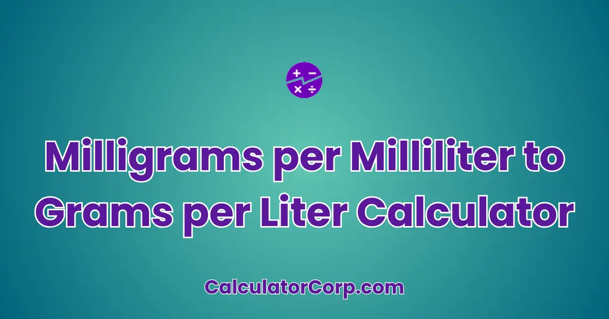 Milligrams per Milliliter to Grams per Liter Calculator