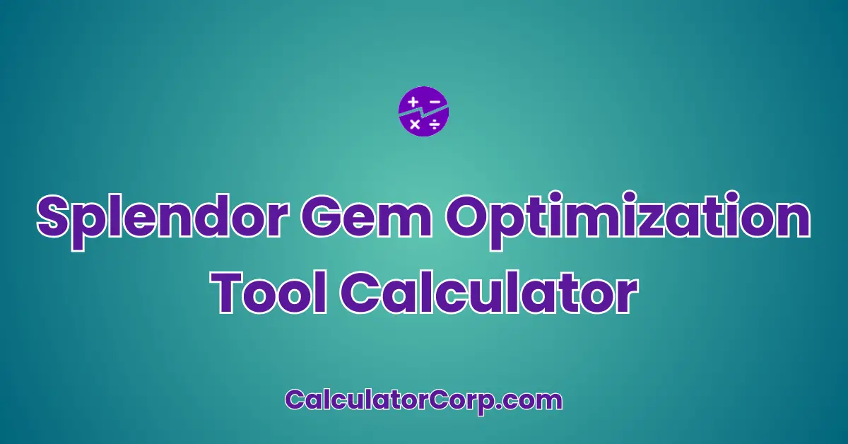 Splendor Gem Optimization Tool Calculator