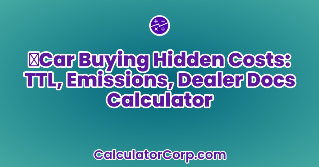 Car Buying Hidden Costs: TTL, Emissions, Dealer Docs Calculator