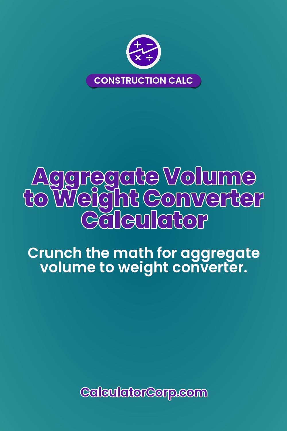 Aggregate Volume to Weight Converter Calculator