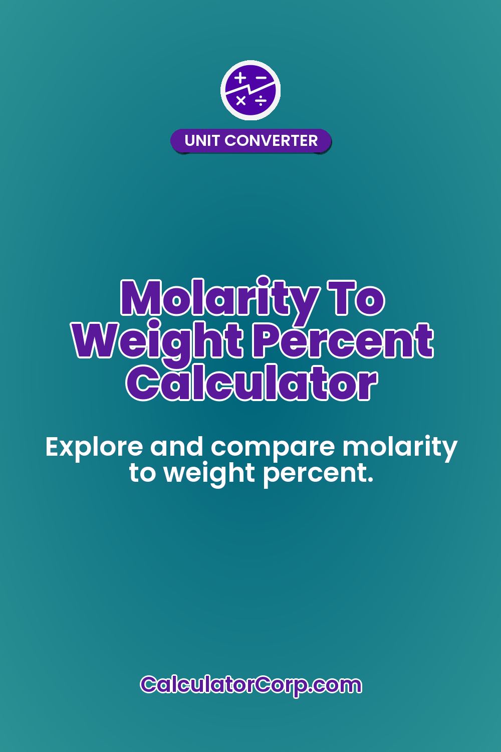 Molarity To Weight Percent Calculator
